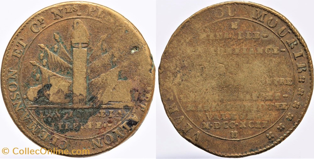 1792 - Convention - Monnaie de confiance de 2 sols monnaies monde france 1792 convention monnaie de confiance de 2 sols