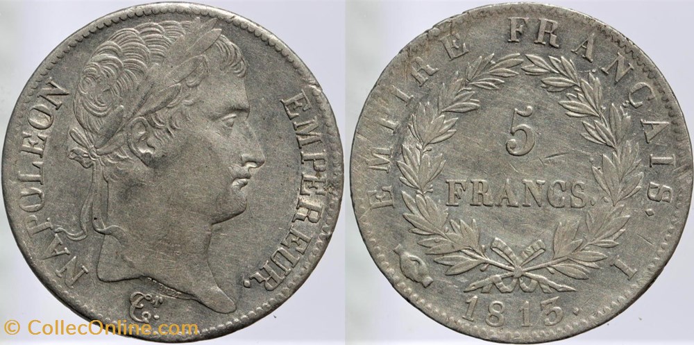 F-307 - Premier Empire - 5 francs, 1813 I monnaies monde france f 307 premier empire 5 francs 1813 i