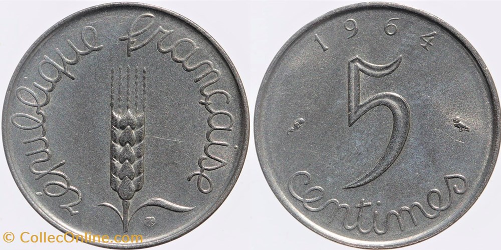 F-124 - Epi - 5 c. - 1964 monnaies monde france f 124 epi 5 c 1964