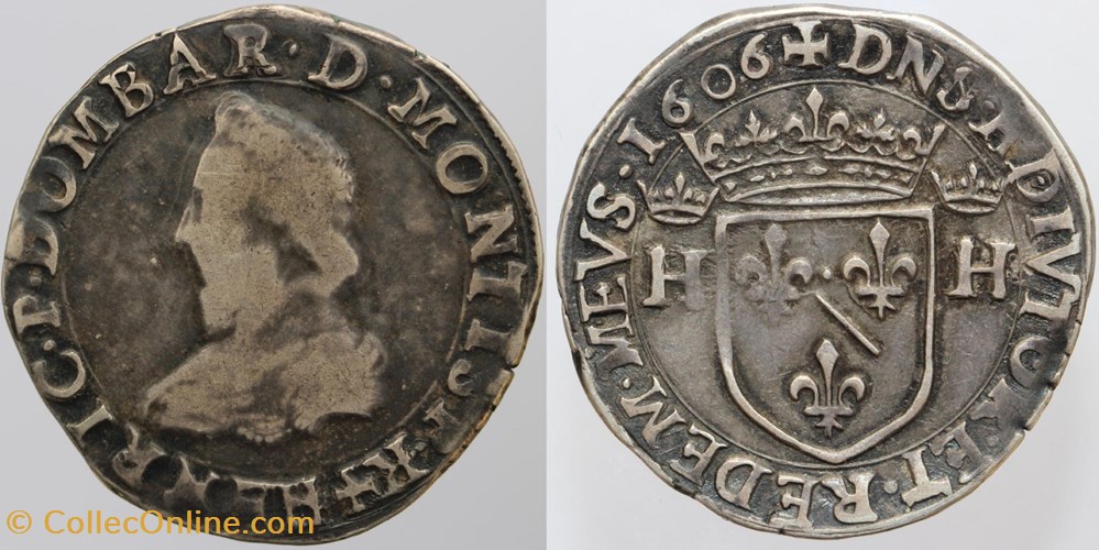 monnaies france a feodales dombes henri ii teston 1606