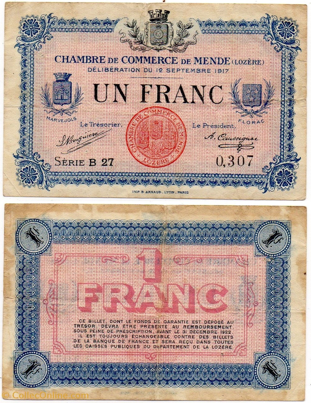 1 franc C.C.M. - Série B27 billets europe france 1 franc c c m serie b27