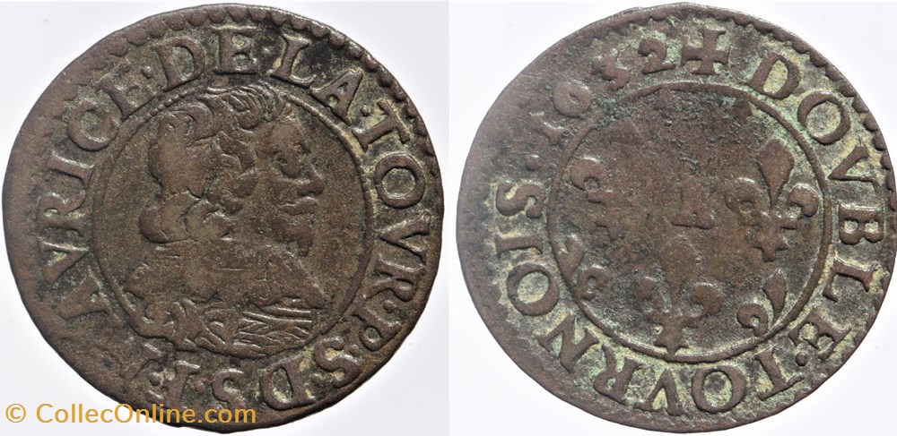 monnaies france feodales ardennes sedan frederic maurice double tournois 1632