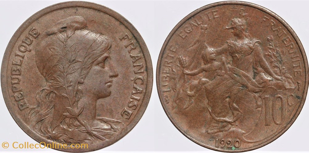 monnaies monde france f 136 dupuis 10 c 1920