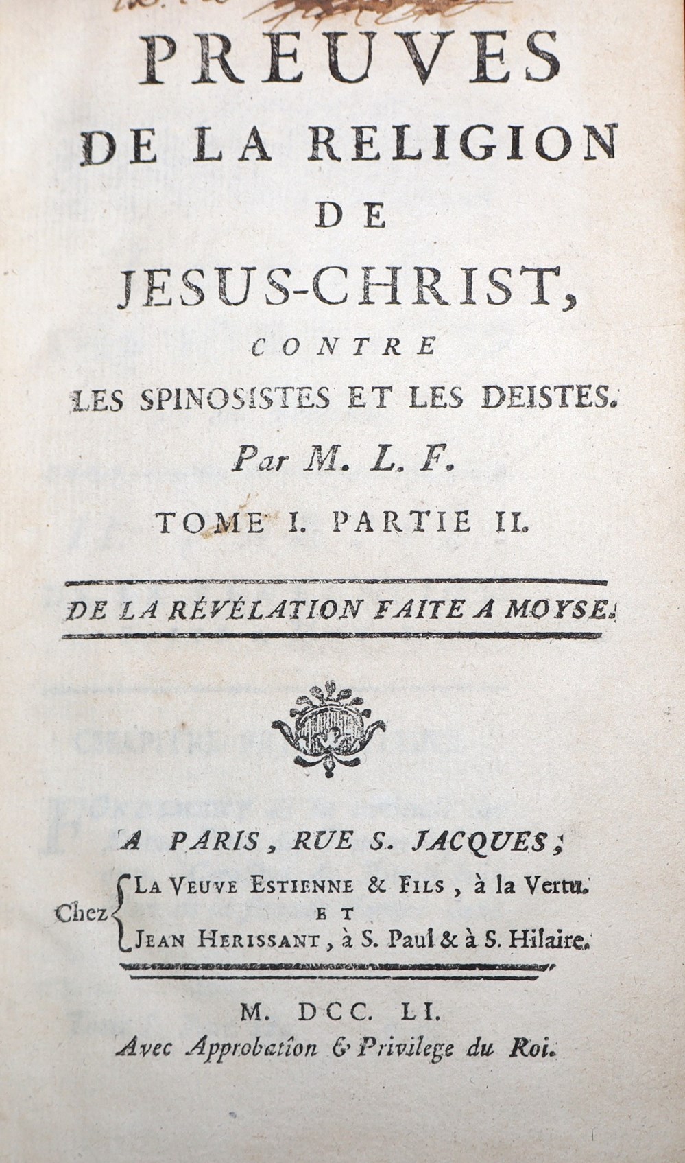 1751 - Preuve de la religion ... T. II livres bd revues 1751 preuve de la religion t ii