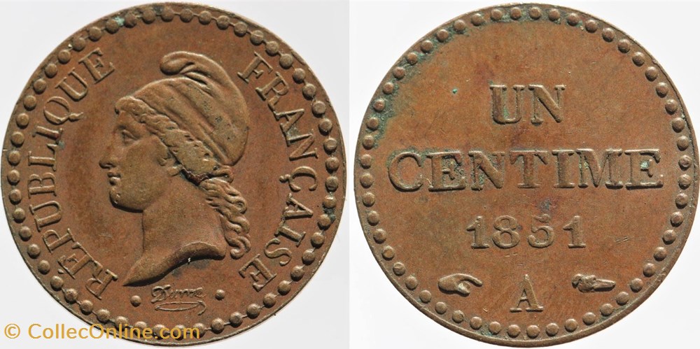 F-101 - Seconde République - 1 centime Dupré - 1851 Paris monnaies monde france f 101 seconde republique 1 centime dupre 1851 paris
