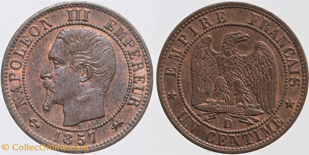 F-102 - Second Empire - 1 centime - 1857 D monnaies monde france f 102 second empire 1 centime 1857 d