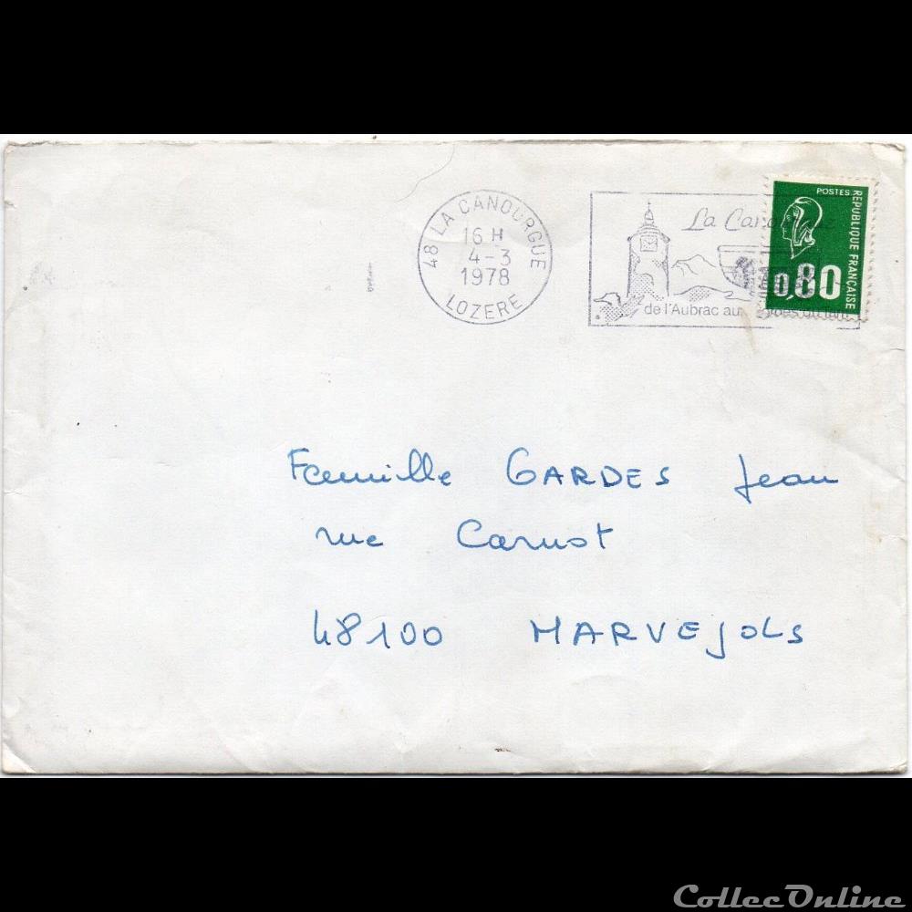marque postale europe france 1978 la canourgue de aubrac aux gorges du tarn