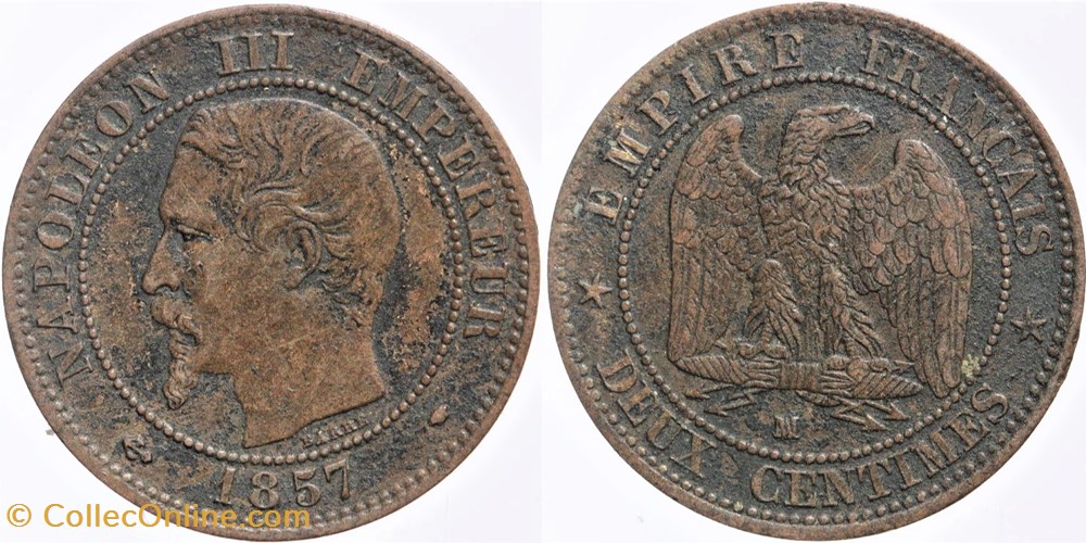 F-107 - Second Empire - 2 centimes - 1857 MA monnaies monde france f 107 second empire 2 centimes 1857 ma