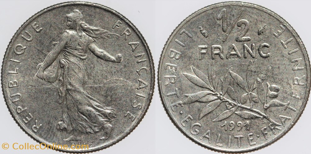 monnaies monde france f 198 roty 1 2 fr 1991