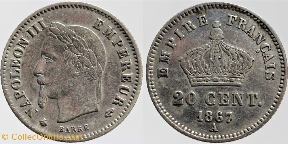 F-150 - Second Empire - 20 centimes - 1867 A monnaies monde france f 150 second empire 20 centimes 1867 a