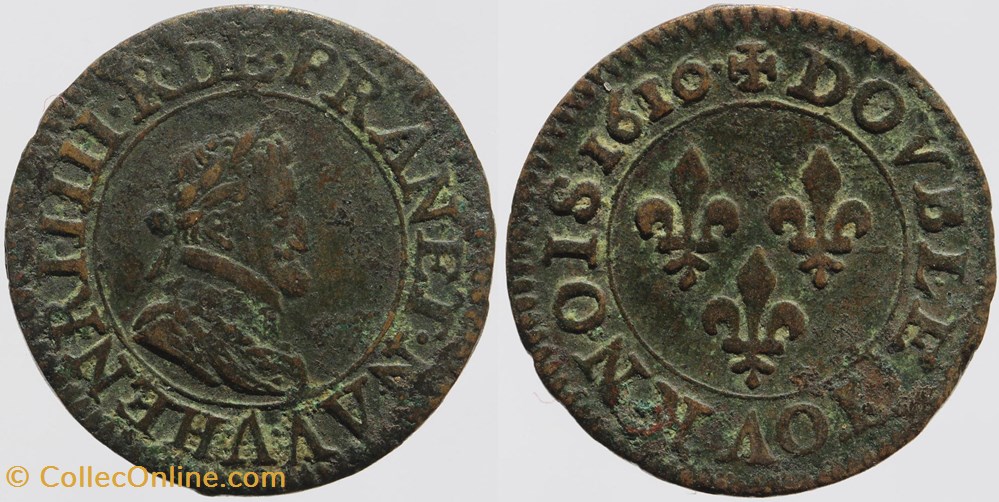 monnaies europe medievale france royales dy 1273 henri iv double tournois 1610 paris
