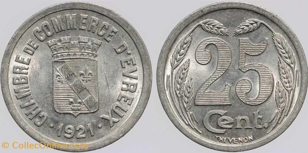 27 - Evreux - 25 centimes monnaies monde france 27 evreux 25 centimes