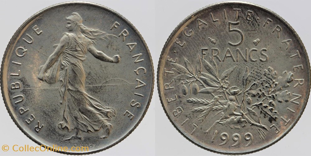 monnaies monde france f 341 roty 5 frs 1999