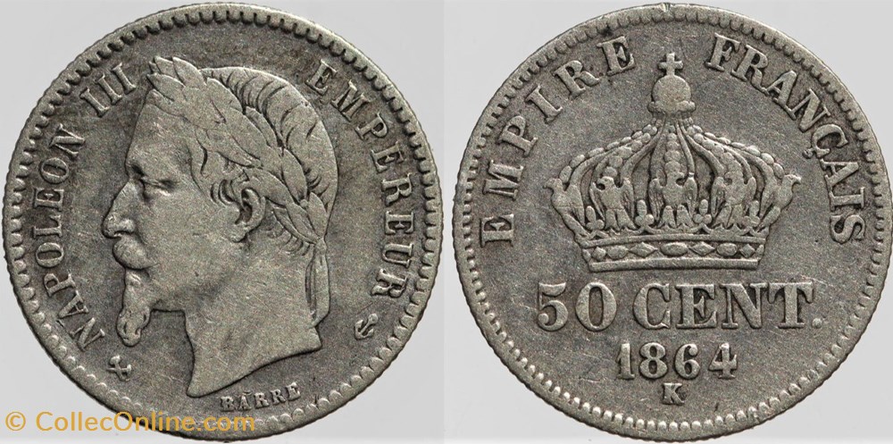F-188 - Second Empire - 50 centimes - 1864 K monnaies monde france f 188 second empire 50 centimes 1864 k