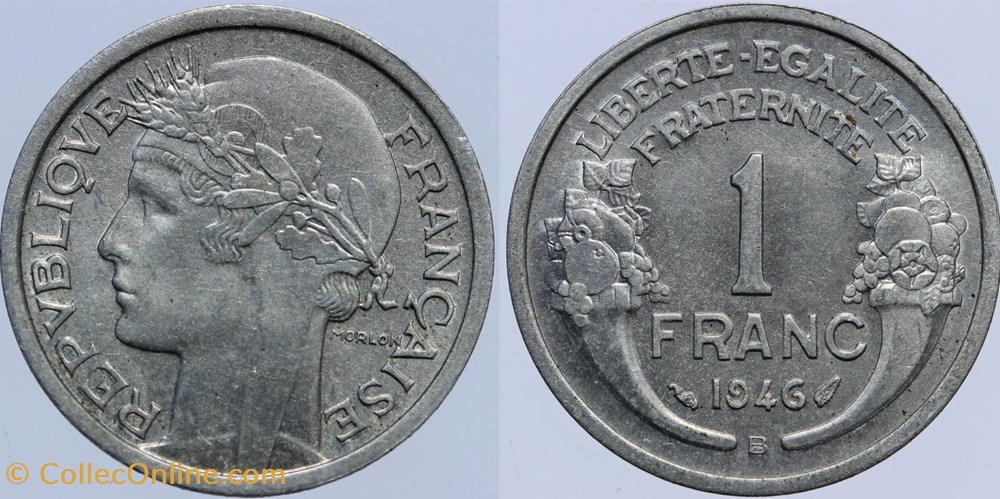 F-221 - Morlon - 1 fr. - 1946 B monnaies monde france f 221 morlon 1 fr 1946 b