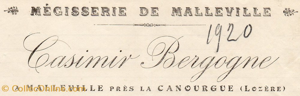 documents anciens factures commerciaux bergogne casimir 1920