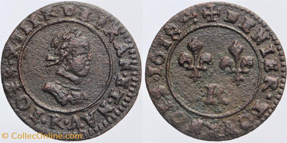 monnaies europe medievale a france royales dy 1359 louis xiii denier tournois 1618 villeneuve