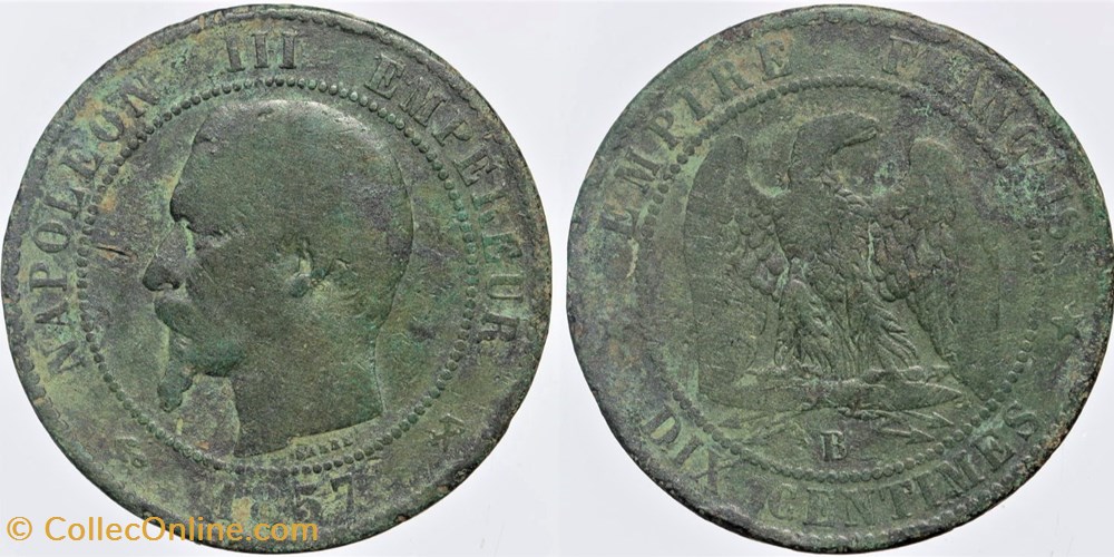 F-133 - Second Empire - 10 centimes - 1857 B monnaies monde france f 133 second empire 10 centimes 1857 b