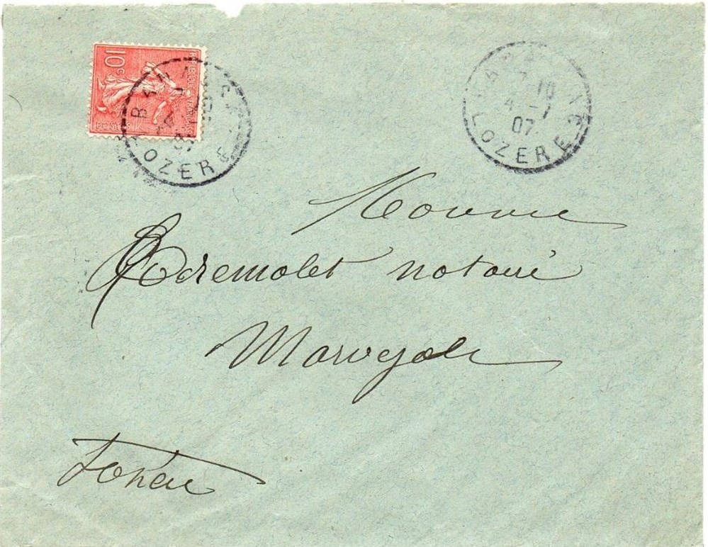 1907 - Cachets type B4 documents anciens marques postales europe 1907 cachets type b4