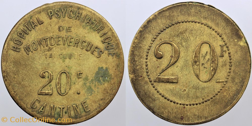 84 - Avignon - Montdevergues - 20 francs monnaies monde france 84 avignon montdevergues 20 francs