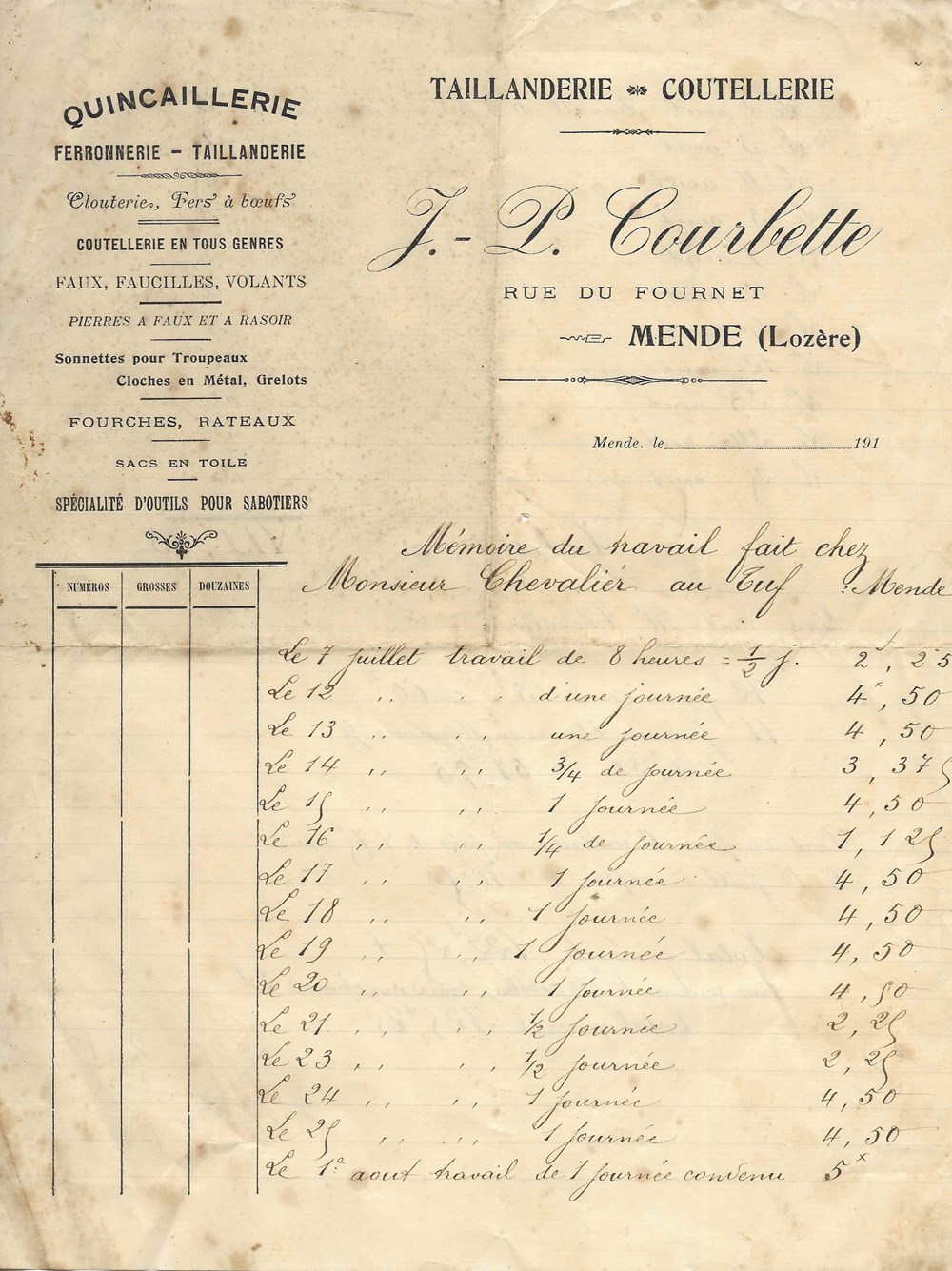J.P. Courbette à Mende couteaux j p courbette a mende