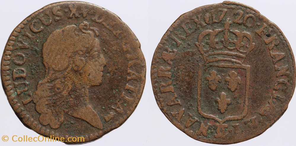 Dy 1694 - Louis XV - Liard - 1720, Besançon monnaies europe medievale france royales dy 1694 louis xv liard 1720 besancon