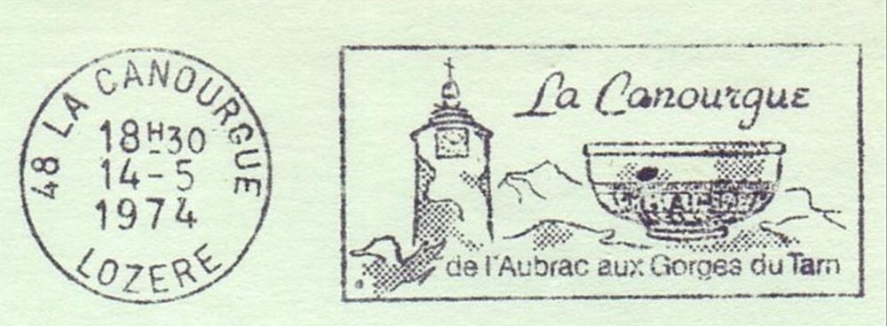1974 - La Canourgue / de l'Aubrac aux Gorges du Tarn documents anciens marques postales europe 1974 la canourgue de aubrac aux gorges du tarn