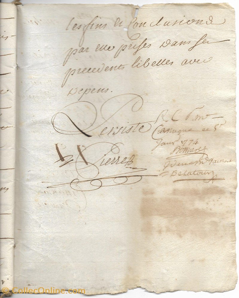 documents anciens autres 1774 proces dit par ecrit