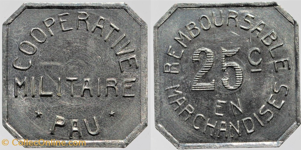 64 - Pau - Coopérative - 25 centimes monnaies monde france 64 pau cooperative 25 centimes