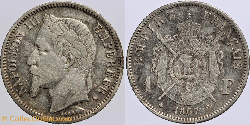 F-215 - Second Empire - 1 franc - 1867 A monnaies monde france f 215 second empire 1 franc 1867 a