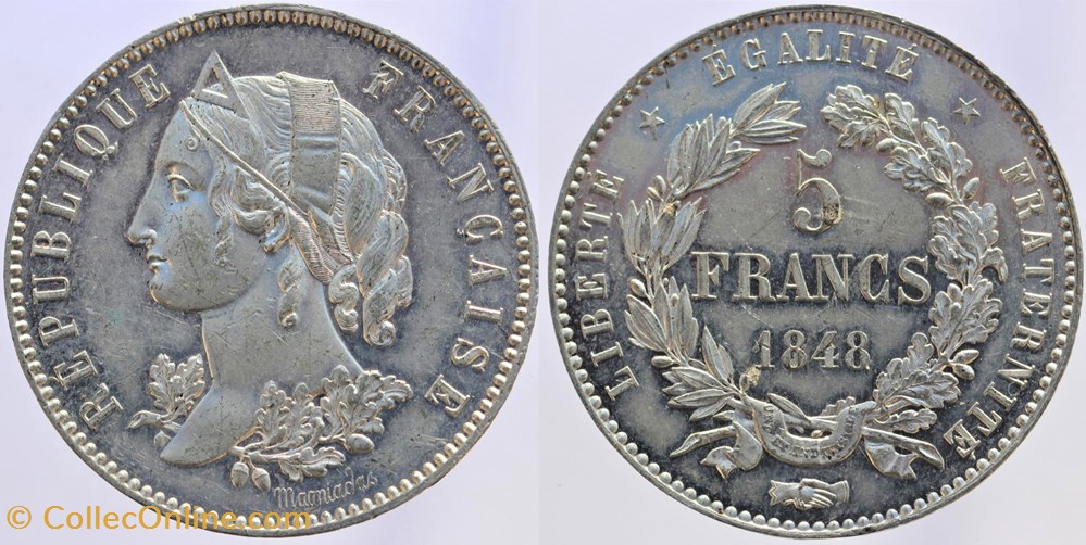 1848 - Seconde République - 5 frs., concours de Magniadas monnaies monde france 1848 seconde republique 5 frs concours de magniadas