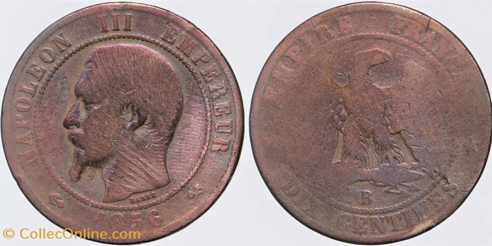 monnaies monde france f 133 second empire 10 centimes 1856 b