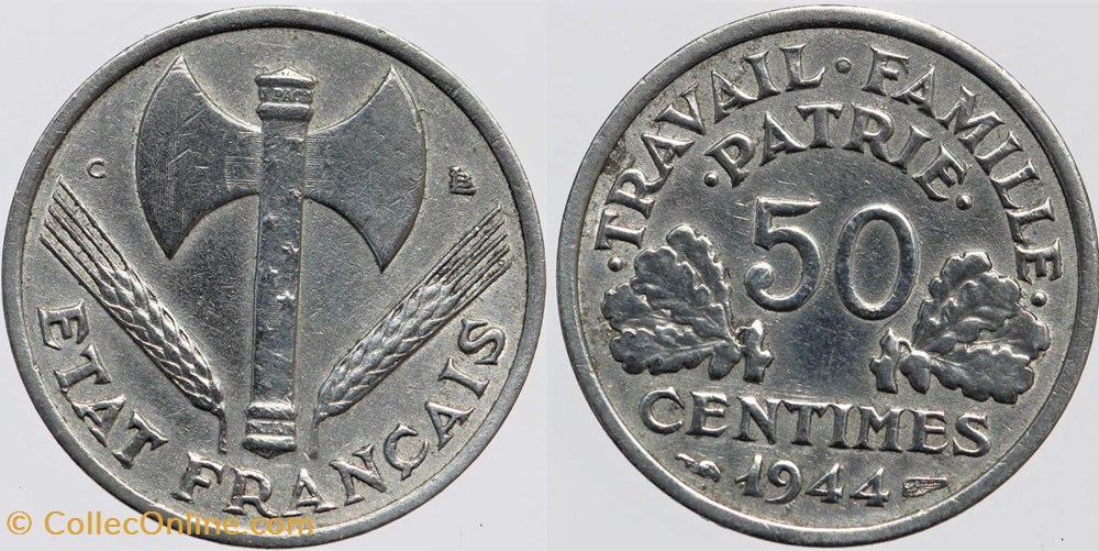 F-196 - Bazor - 50 c. - 1944 C monnaies monde france f 196 bazor 50 c 1944 c