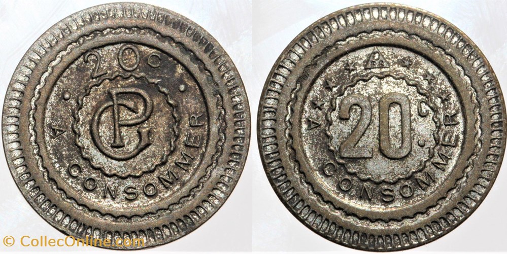 Jeton à consommer - 20 centimes monnaies monde france jeton a consommer 20 centimes