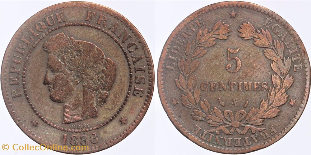 F-118 - Troisième République - Cérès - 5 c. - 1888 A monnaies monde france f 118 troisieme republique ceres 5 c 1888 a
