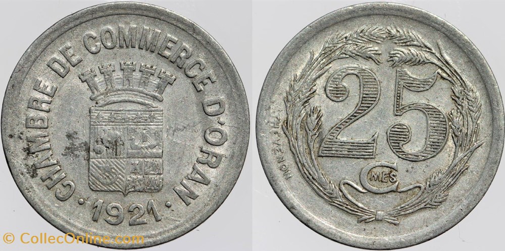 monnaies colonies francaises algerie oran c c 25 centimes