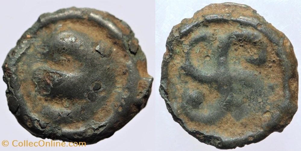 Basse vallée du Rhône - Potin au swastika monnaies antiques av jc ap celtes basse vallee du rhone potin au swastika