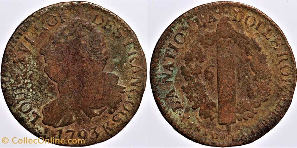monnaies europe medievale france royales r 32 louis xvi 6 deniers 1793 bordeaux
