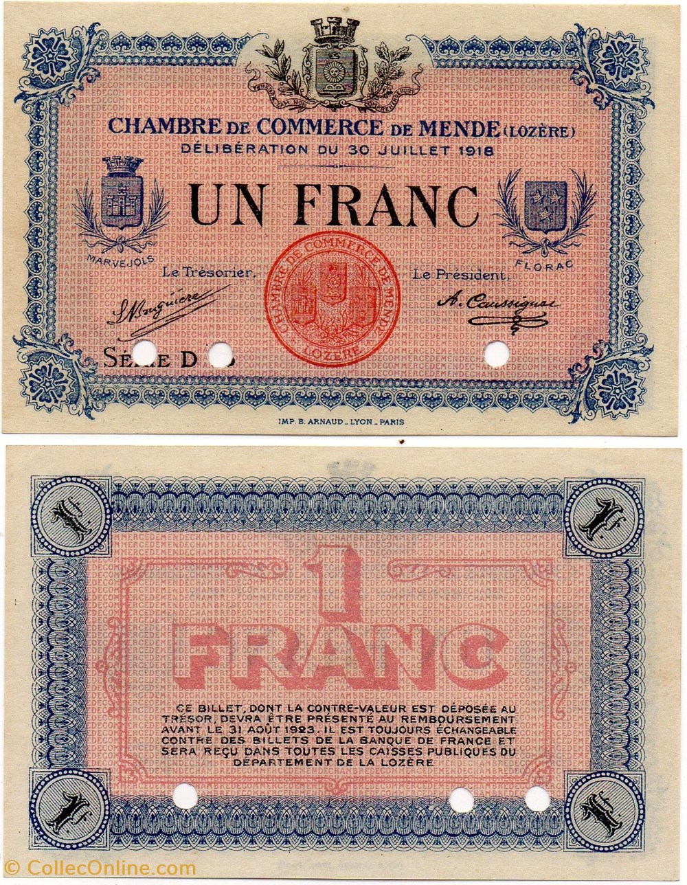 1 franc C.C.M. - Série D annulé billets europe france 1 franc c c m serie d annule