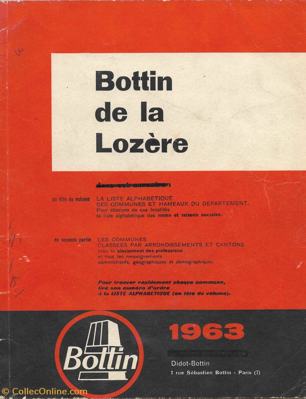 1963 - Bottin de la Lozère livres bd revues 1963 bottin de la lozere