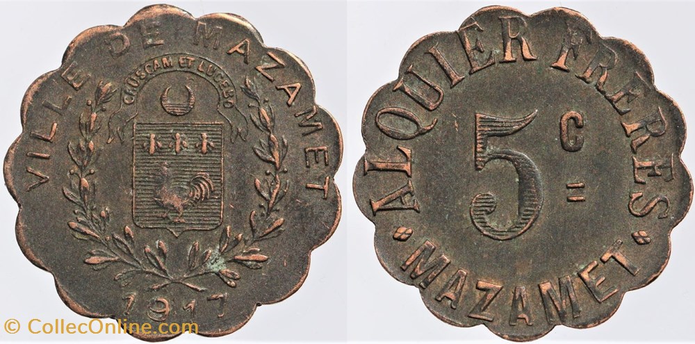 81 - Mazamet - 5 centimes monnaies monde france 81 mazamet 5 centimes