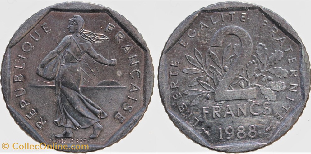monnaies monde france f 272 roty 2 frs 1988