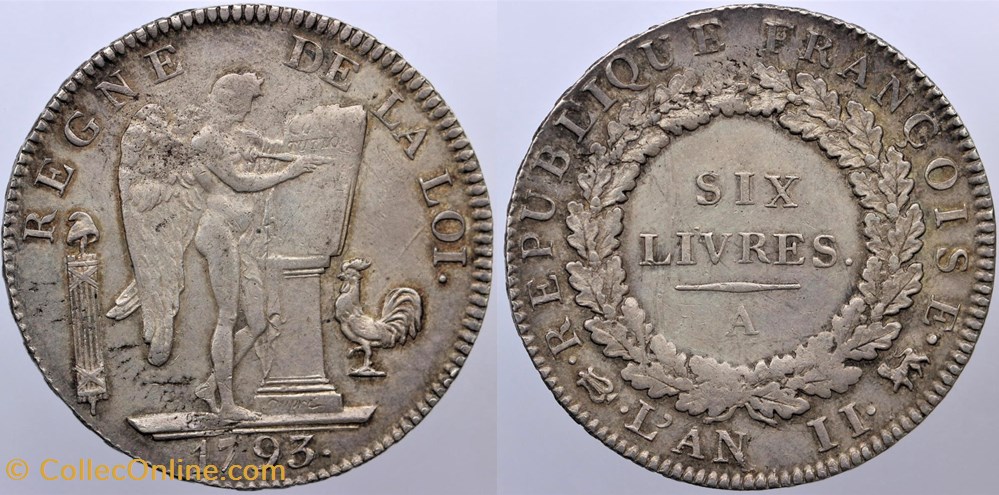 monnaies monde france r 78 convention ecu de 6 livres 1793 paris