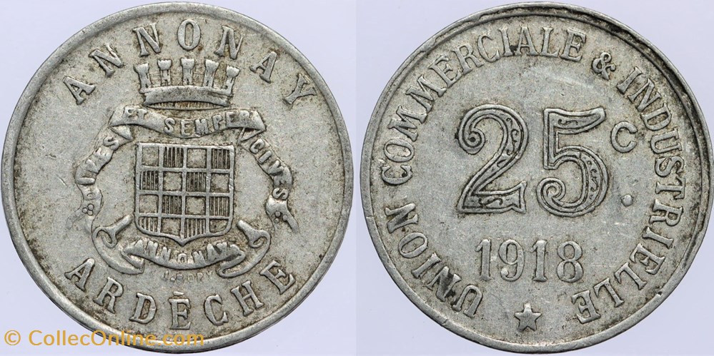monnaies monde france 07 annonay 25 centimes