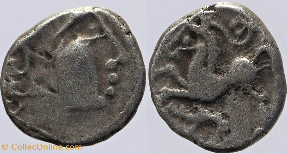 Arvernes - Drachme cheval/sanglier monnaies antiques av jc ap celtes arvernes drachme cheval sanglier