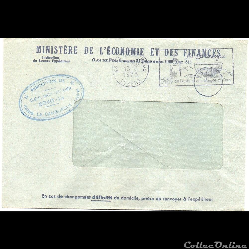 marque postale europe france 1975 la canourgue de aubrac aux gorges du tarn