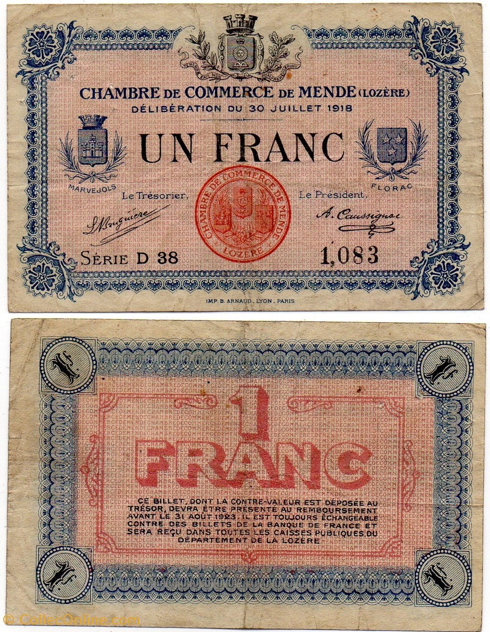 1 franc C.C.M. - Série D38 billets europe france 1 franc c c m serie d38