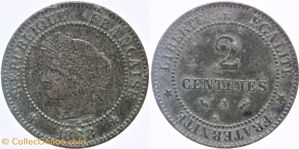 monnaies monde france f 109 troisieme republique ceres 2 c 1888 a