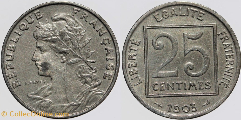 F-168 - Patey - 25 c. - 1903 monnaies monde france f 168 patey 25 c 1903