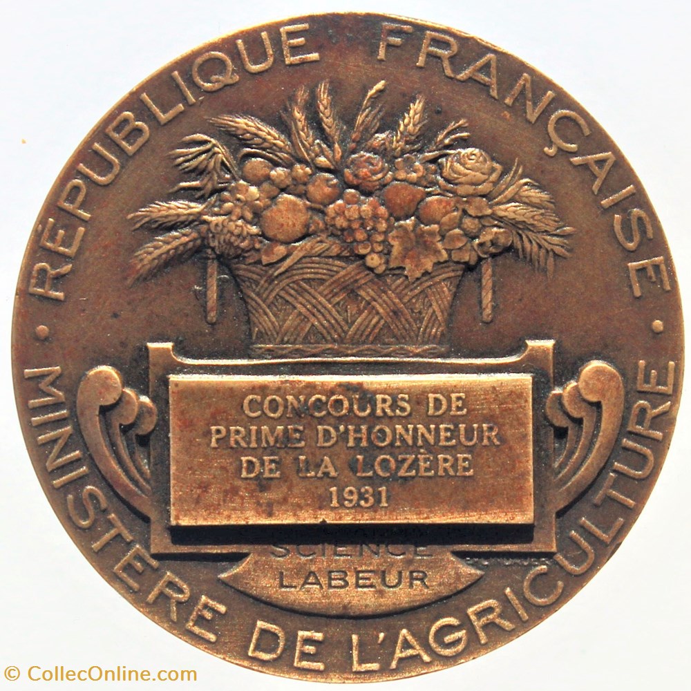 1931 - Concours de prime d'honneur 3 medailles france 1931 concours de prime honneur